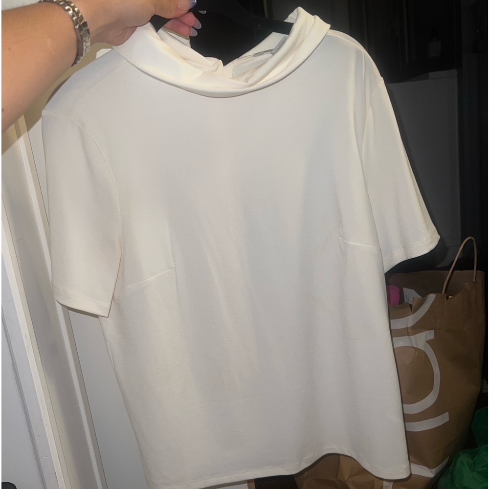 Anthropologie Collared Cream Top